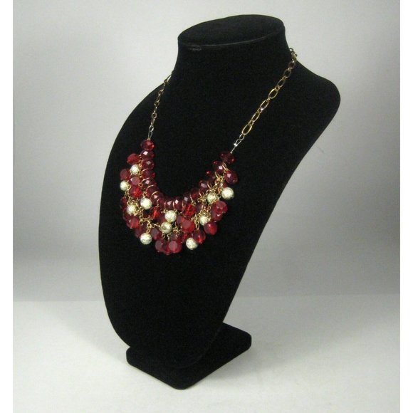 Necklace Womens Strand 21 In Charm Beaded Retro Bohemian Goldtone Bib Cluster - Picture 3 of 4